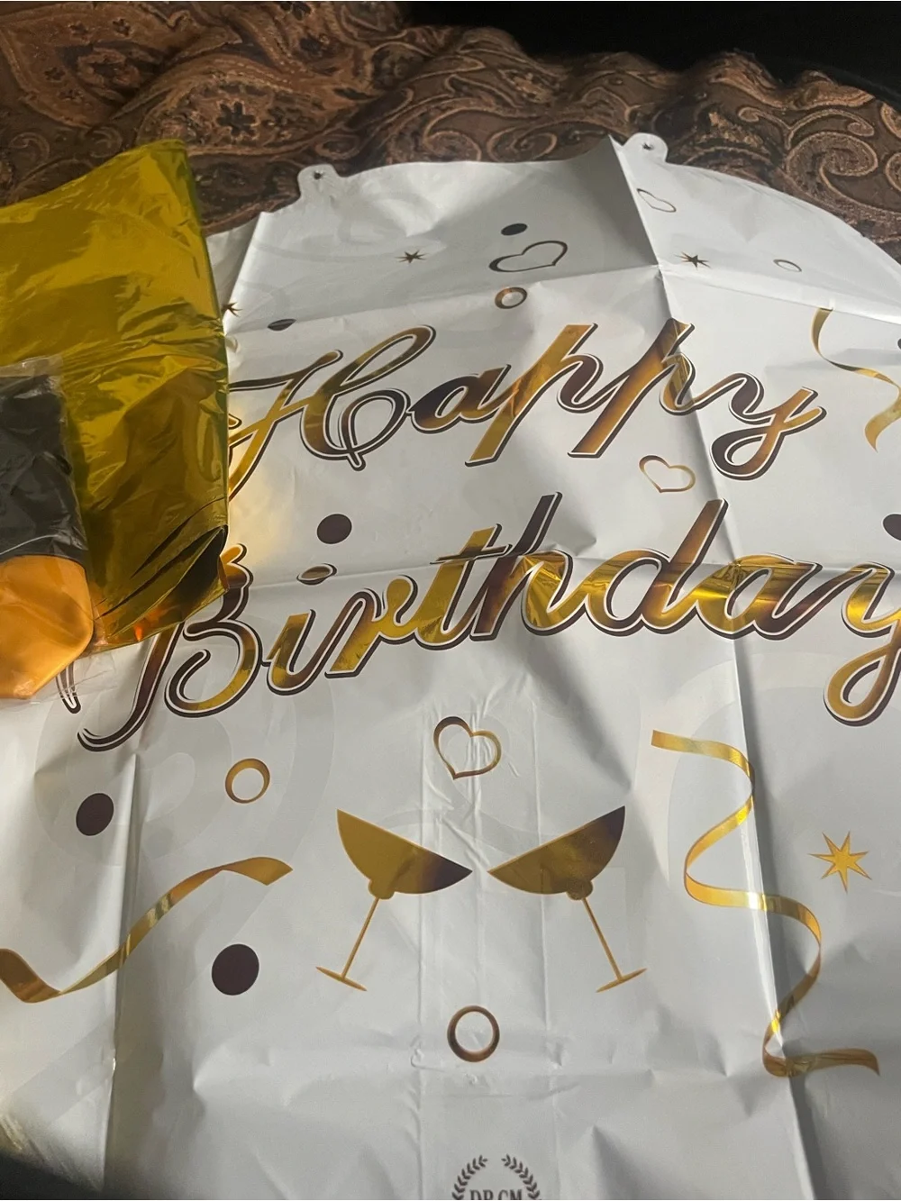 Gold & White Happy Birthday Balloon and Banner Party Kit age 60